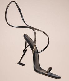 Top luxe Opyum Strass sandales chaussures bride à la cheville cristal orné de satin entrecroisé vamp gladiateur sandalias robe de soirée talons hauts dame marche EU35-43