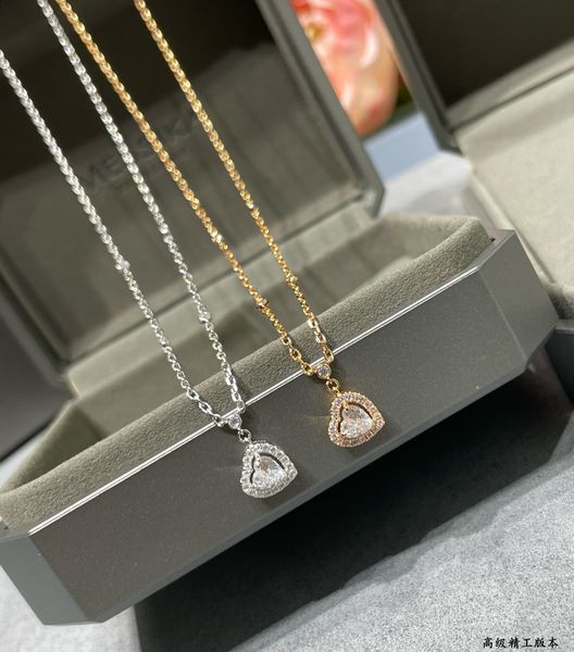 Top Luxury Pendant Collier V Gold Joy Move Move Designer Full Shinng Zircon Heart Charm Chain Chauker For Women Jewelry Party Gift