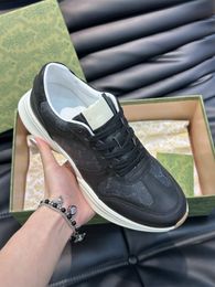 Top Luxury Retro Rhyton Sneakers Scarpe da uomo Interlocking Cut-out Suola in gomma Nero Bianco Abito da festa Runner Casual Walking con scatola EU38-46