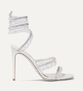 Top luxe sandalen schoenen strass pumps hakken luxe rene dames kralen kroonluchter spiraalvormige enkelband romantische dame feestjurk bruiloft stiletto