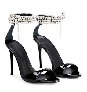 Top luxe été Intrigo Bijoux sandales chaussures cristal orné bride à la cheville dame talons hauts robe de soirée mariage nu noir blanc gladiateur Sandalias