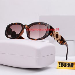Top luxe zomerzonnebril man vrouw unisex 4361 zonnebril heren zwart/goud/donkergrijs lenzen schild 48 mm met doos