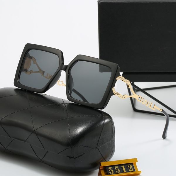 Top gafas de sol de lujo lente polaroid diseñador de marco grande para mujer gafas para hombre gafas senior para mujer marco de anteojos gafas de sol de metal vintage con caja 5512