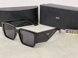 Top luxe zonnebril polaroid lens designer dames heren bril senior brillen voor dames brillen frame vintage metalen zonnebril met doos luipaard OS 6105