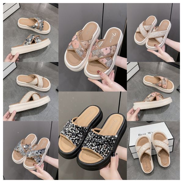 Top Luxury Souche à semelle épaisse pantoufles cool pantoufles femmes Blanc Blanc exquis exquis Sponge Cake Sole One Line Trendy Slippers Size35-41