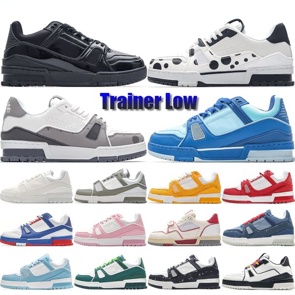 Top Luxury Trainer Low Casual Chaussures Logo Embossed Lettre Motif Designer Triple Blanc Denim Bleu Hommes Femmes Plateforme En Cuir Baskets Taille 36-45