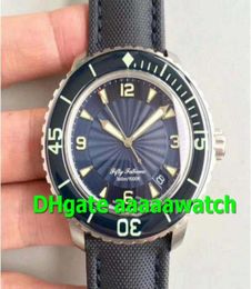 Top Luxury Watch Fifty Fathoms 5015D114071 Blue Dial ZF roestvrijstalen kast op Sailcanvas -band A2836 Sapphire Crystal Men Wat8380882