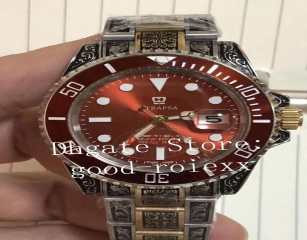 Top Luxury Watch Mens Asia Automatic 2813 hommes Bracelet de sculpture en acier or Green Céramique Perpetual Sport Vintage Watches1134871