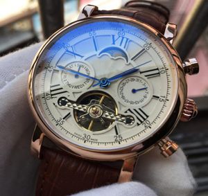 Top Luxury Watch Swiss Brand Mens Automatic Mechanical Watch Rose Gold Moon Phase Watchs Brown Leather Casual Military Relogio MA2738664