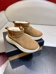 Top Luxe winterwollen laarzen heren Koudebestendige sneeuwlaarzen designer schoen klassiek platform Hoge schoenen dikke bodem pluche Warme schoenen Grote maat 40-44 Met doos