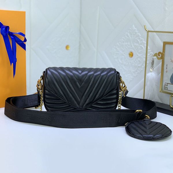 Top Luxury Woman Mini Bag Designers Crossbody Monedero de cuero genuino Bolso pequeño Wave Bolso de hombro Bolso de cadena de alta calidad con billetera redonda Solf Monederos de cuero