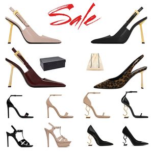 Top Luxury Women Dress Shoes Designer High Heels Patent Leather Gold Tone Stiletto Black Red Woman Lady Sandalen trouwkantoorpompen Pumps