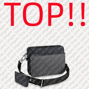 ARRIBA. M69443 TRIO MESSENGER BAG Diseñador Hombres Casual Cross Body Bolsos de hombro con monedero pequeño Bolsillo Organizador Múltiple Brazza Slender Wallet