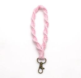 Llaveros de pulsera de macramé superior, correa de cordón para la muñeca, llavero, pulsera, llavero trenzado de macramé de colores surtidos