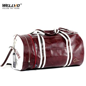 Top Male Reizen Bagage Tas met Onafhankelijke Schoenen Opslag Dames Fitnesszak PU Lederen Printing Basketbal Trainingszak XA253WC 200921