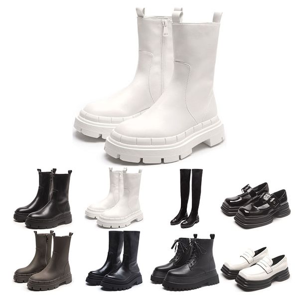 Top Martin Boots Chelsea White Blanco Pistacho Frost Plaid Alto Plataforma baja Tobillo Half Boot Redondo Toes Moda