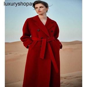 Top Maxmaras Cashmere Coat 101801 dames jassen winer high -end lafiet rood hightend temperament dubbele gemiddelde middelste lengte wollen jas Aut