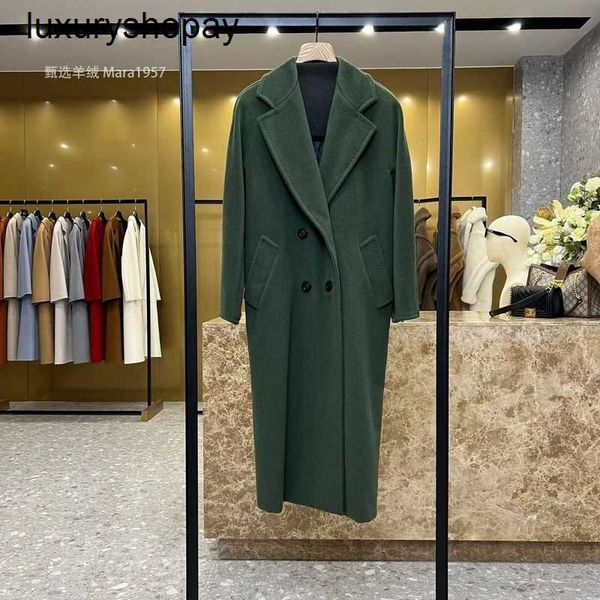 Top Maxmaras Cashmere Coat 101801 Abrigos para mujer Winer Mara101801 Moss Green Nuevo color Alta gama Lana con doble botonadura Largo para mujer