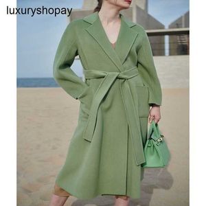 Top Maxmaras Cashmere Coat Womens Wraping Coats haut de gamme double pour la longueur avocat à mi-longueur Green Highend Labro Woolen Automne et hiver 2024