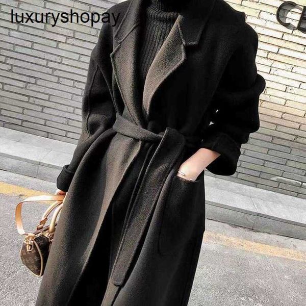 Top Maxmaras Cashmere Coat Womens Wraping Mouses de style hepburn noir minceur de laine double