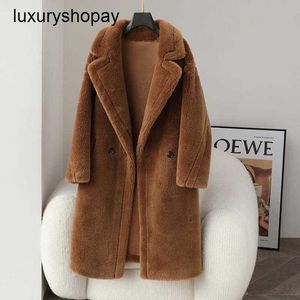 Top Maxmaras Teddy Bear Manteau Femmes Cachemire Manteaux Fourrure Ours En Peluche Grand Profil Laine À Grains En Vrac Mouton Cisaillement Moyen Long Manteau De Fourrure Femelle Cheveux D'agneau