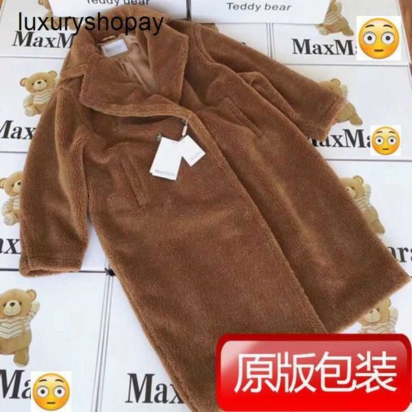 Top Maxmaras de osito de peluche Cazas de cachemir para mujer Star Star Same Genuine Leather Grass Real Fur One Womens Silhouette