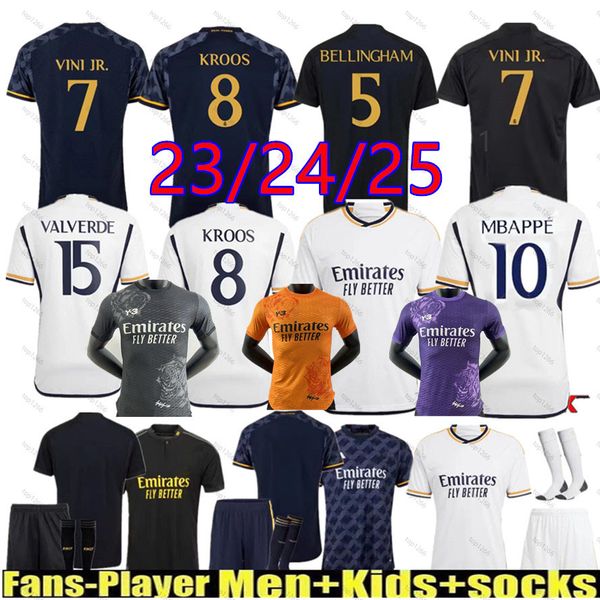 Top Mbappe Fourth Home Soccer Jerseys 23 24 Fans Joue Player Football Shirt Vini Jr Tchouameni Modric Valverde 2023 2024 Men Kids Real Madrids Bellingham Uniforme 666