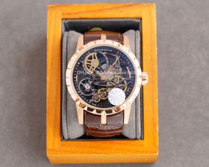 Top mechanische horloges uitgehold uit 46 mm luxe mode unieke man gesneden wijzerplaat de mavs waterdichte lederen riem polshorloges polshorloge mannen horloge Montre de Luxe