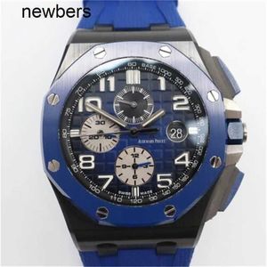 Top Men APS Factory Audemar Pigue Watch Swiss Movement Perfect Airbnb 26405ce OO A030CA.01. Een Royal Oak 44mm blauw keramisch horloge