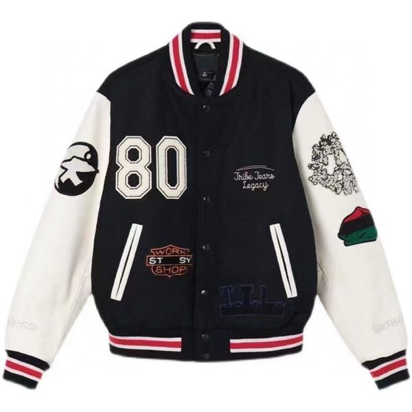 Top Men Jacket Flocado NUESTRO LEGADO x Denim Tears Baseball Coat Uniform Chaquetas de un solo pecho Varsity Coats Designer Jacket Oversized Athleisure ST19445