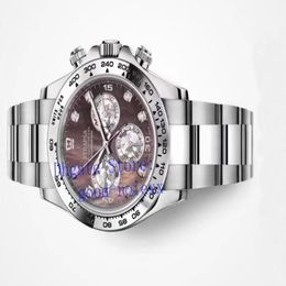 Top montres automatiques pour hommes montre chronographe Cal 4130 blanc marron nacre cadran diamant 116509 hommes Eta Cosmograph Spo190V