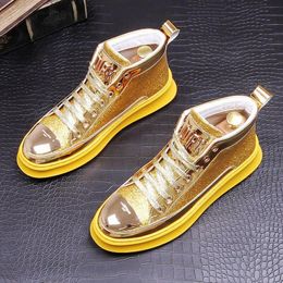 Top Men's Network High Red Rendrening Trend Personal Board Chores Gold Casual Sequin Boots A01 6417