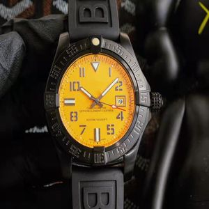 Top Men's Watch Avenger série mouvement mécanique automatique 43 13mm pont en arc verre renforcé Thaïlande bracelet en caoutchouc w201E