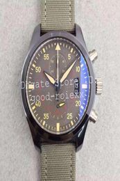 Top Men039s Automatic ETA 7750 Chronograph Stopwatch Mens Watch Men Céramic Case Date Titanium 388002 Cuir Fabric Sport WATC6648729