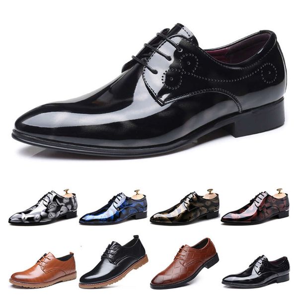 Zapatos de vestir de cuero para hombre con estampado británico Azul marino Bule Black Brow Oxfords Plana Oficina Fiesta Boda Punta redonda Moda GAI usonline