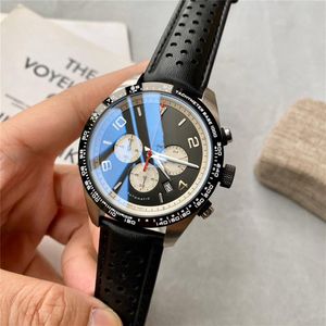 Top Mens Watch Subdial Work Chronometre horloges Japan VK Quartz Movement TimeWalker Originele lederen band functionele polshorloge W254s