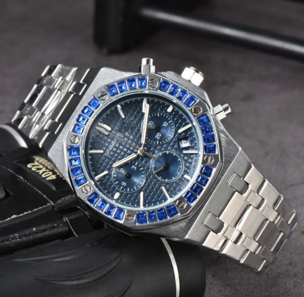 Los mejores relojes para hombre para diseñador Reloj de lujo Movimiento de cuarzo Relojes 40 mm Acero inoxidable completo Arco iris Diamante Bisel oro rosaWris 029