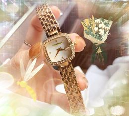 Top modèle Fashion Lady Quartz Montres Casual abeille petit cadran carré squelette femmes horloge or rose argent inoxydable acier diamants bague luxe chaîne bracelet montre