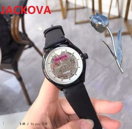 Top Model Hollow Skeleton mens relojes mecánicos automáticos 40 mm de cuero genuino de alta calidad Classic Sports Self-wind reloj de pulsera relojes de lujo para hombre