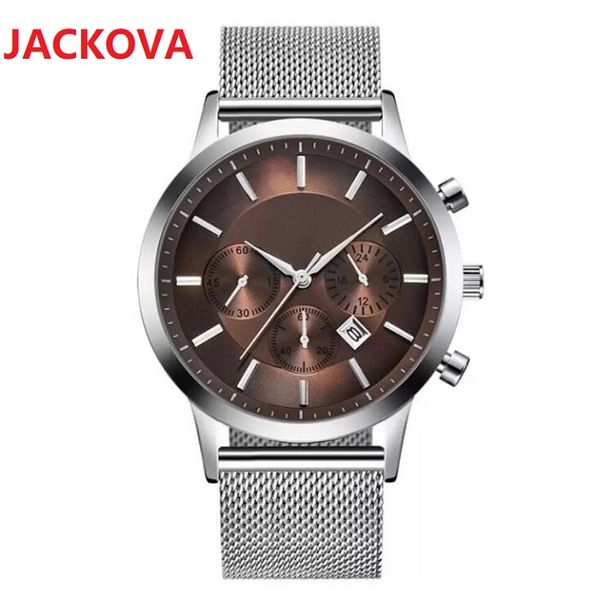 Top modèle de luxe japon montre à quartz hommes 43mm en acier inoxydable cuir président montres mâle auto date cadeaux montre-bracelet bas prix montre de luxe