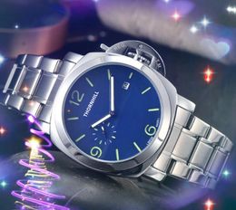 Top Model Men Big Lumious Dial Reloj Cronómetro 45 mm Cinturón de acero inoxidable Moda Reloj casual Hombre fecha automática Reloj de cuarzo de lujo Hora todos los regalos del crimen Reloj de pulsera