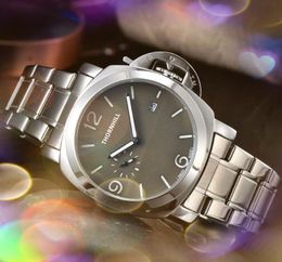 Topmodel Men Big Lumious Dial Watch Stopwatch 45 mm roestvrijstalen riem Fashion Casual Clock Man Auto Date Luxe kwarts uur Classic sfeer Geschenken Polshorloge
