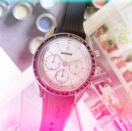 Top model mens Tous les cadrans fonctionnent montres chronomètre 40mm mouvement à quartz ceinture en caoutchouc Popular President Sapphire Waterproof Watch Gifts montre de luxe