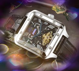 Topmodel populaire automatische mechanische horloges 42 mm mechanisch roestvrijstalen vierkante romeinse tank maan zonnewijzer klok keramische bezel armband polshorloge geschenken
