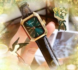 Modelo superior Relojes con esfera cuadrada pequeña Correa de cuero genuino Reloj para mujer Pulsera Batería de cuarzo Todo el crimen Reloj resistente al agua montre de luxe Regalos