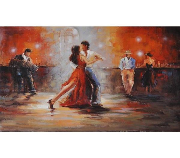 Peintures abstraites d'art moderne avec toile de danseuse de Tango, peinture à l'huile faite à la main pour salon, 1546096