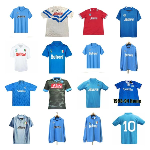 Top Napoli Retro Soccer Jerseys 1986 87 88 89 90 91 93 MARADONA Nápoles Camisetas de fútbol Italia VINTAGE CLASSIC Napolitano Di Canio maillot de foot