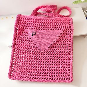 Sac de raffias de créateur rose 10a Crochet Sac de paille pour femmes tisser les sacs fourre-tout luxurys sac à main d'été