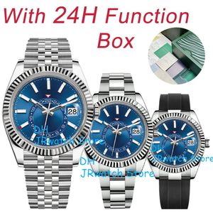 Top nouveau style de luxe hommes bleu SKY Dweller montre de sport mouvement hommes multifonctionnel 24 heures cadran en acier inoxydable plongée étanche201U