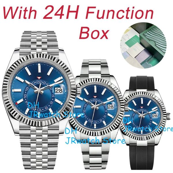 Top nouveau style de luxe hommes bleu SKY Dweller montre de sport mouvement hommes multifonctionnel 24 heures cadran en acier inoxydable plongée étanche269U